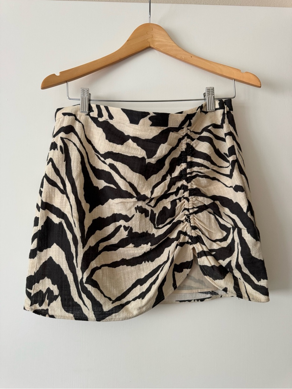 H&M Black & Cream Zebra-Print Mini Skirt